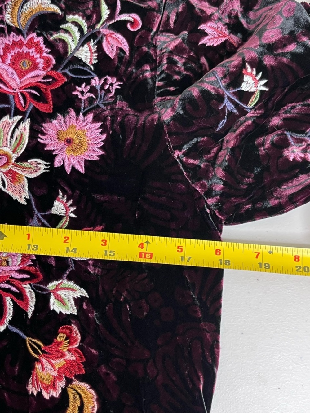 NWT Sundance Elisabeth Whimsigoth Velvet Dark Floral Embroidered Blouse Sz SX - Picture 13 of 14